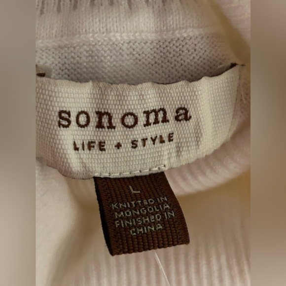 Sonoma Life-style sweater size Large ivory turtleneck button neck & sleeve NWT - Picture 11 of 16